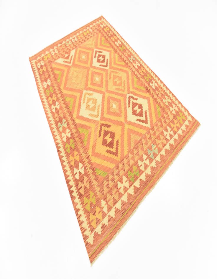 Detail image of  4' 7 x 6' 7  Hand Woven Kilim Waziri Wool Rug