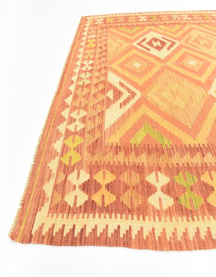 Detail image of  4' 7 x 6' 7  Hand Woven Kilim Waziri Wool Rug