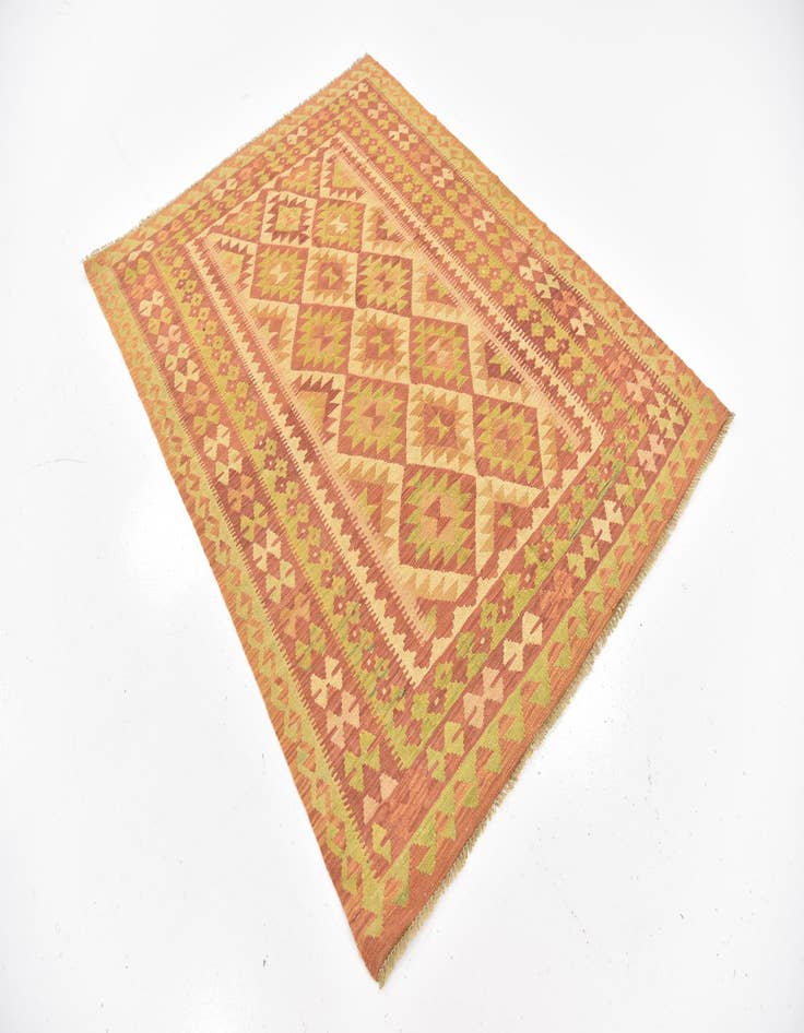 Detail image of  4' 9 x 6' 6  Hand Woven Kilim Waziri Wool Rug