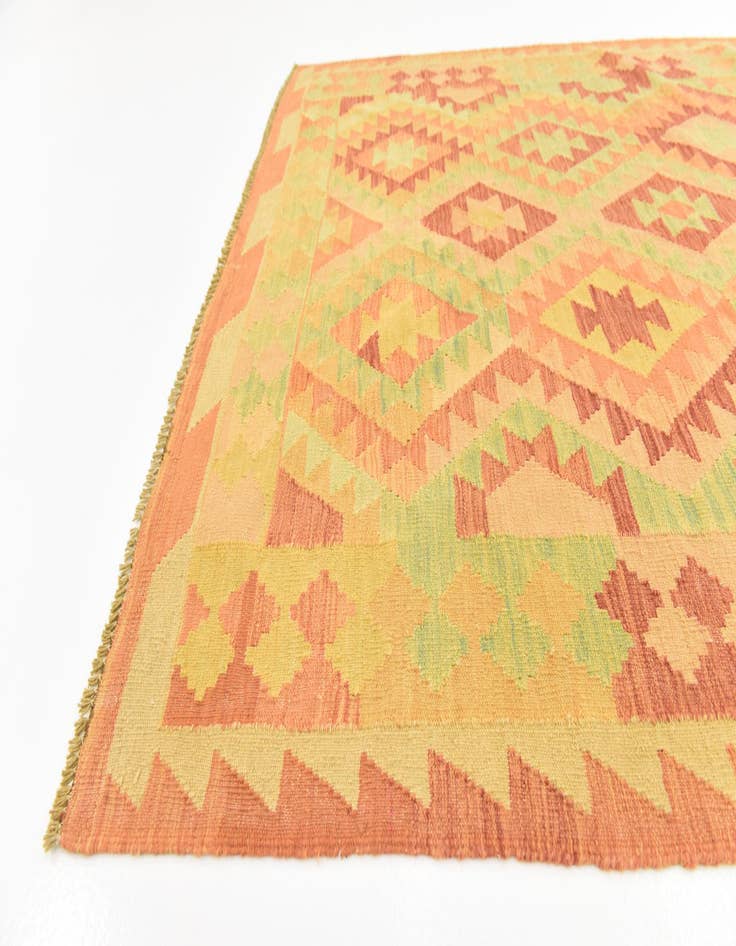 Detail image of  5' x 6' 6  Hand Woven Kilim Waziri Wool Rug