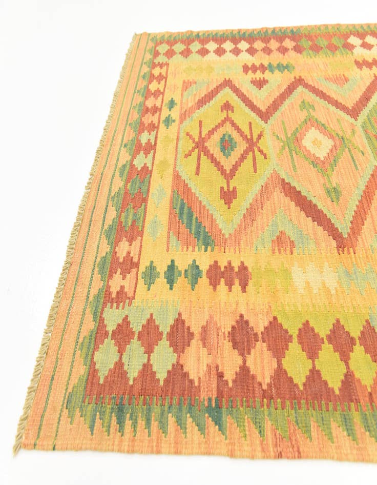 Detail image of  3' 8 x 6' 3  Hand Woven Kilim Waziri Wool Rug