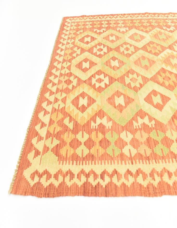 Detail image of  3' 9 x 6' 6  Hand Woven Kilim Waziri Wool Rug