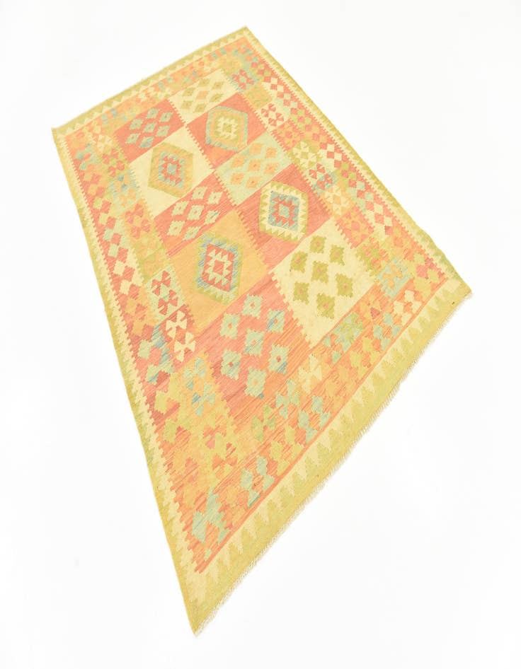 Detail image of  4' 9 x 6' 7  Hand Woven Kilim Waziri Wool Rug