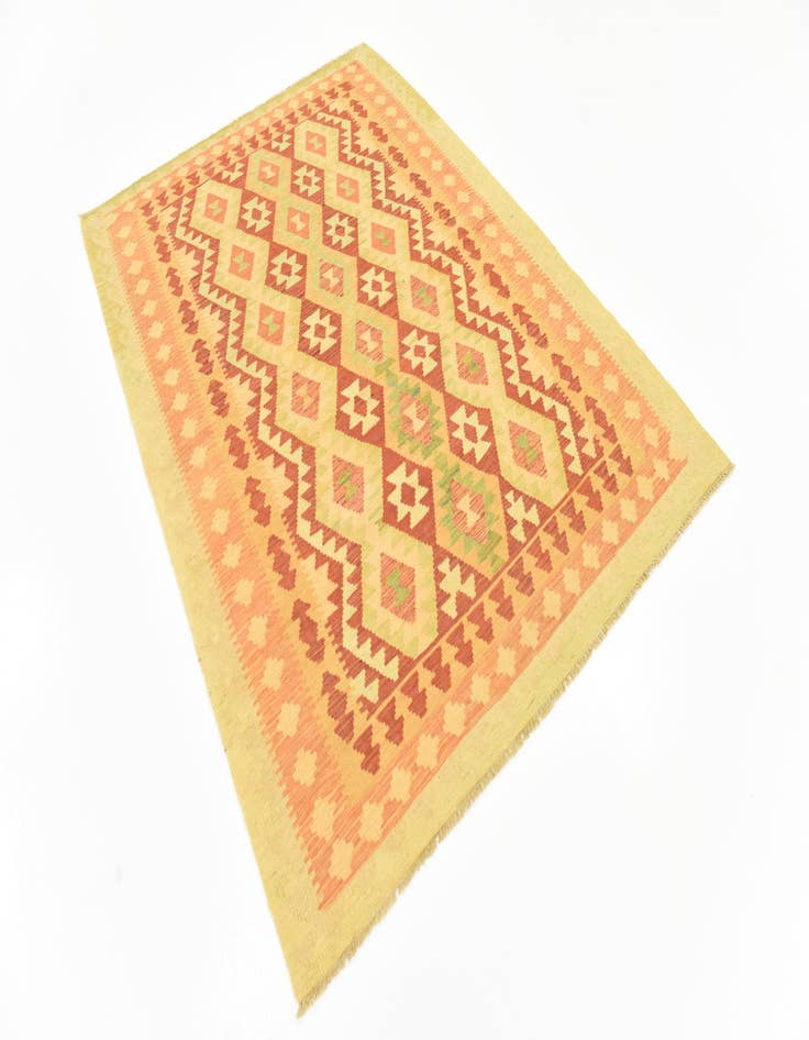 Detail image of  4' 6 x 6' 8  Hand Woven Kilim Waziri Wool Rug