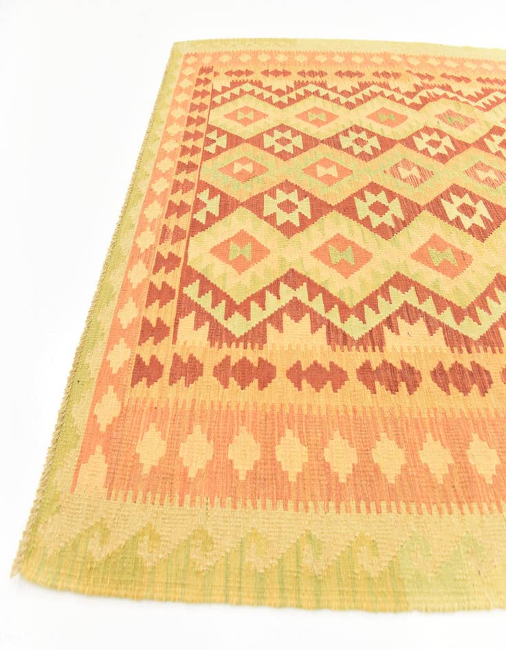 Detail image of  4' 6 x 6' 8  Hand Woven Kilim Waziri Wool Rug