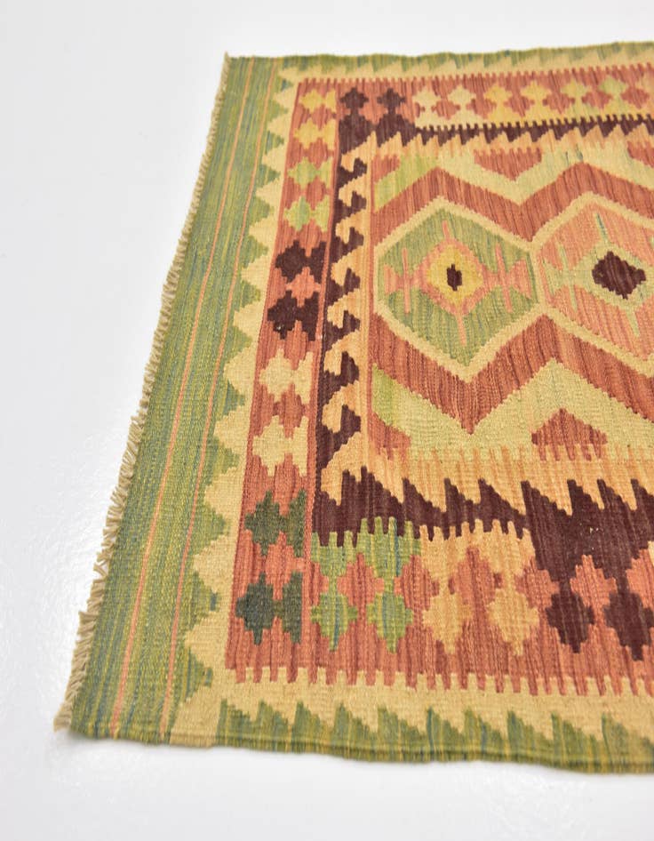 Detail image of  2' 8 x 4' 10  Hand Woven Kilim Waziri Wool Rug