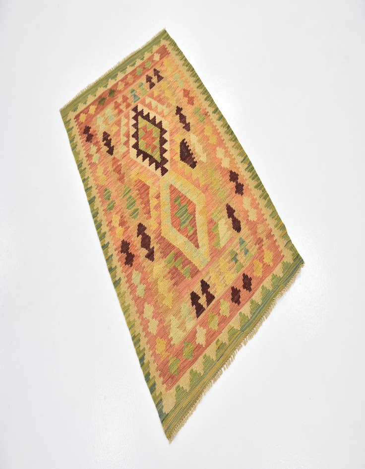 Detail image of  2' 9 x 4' 3  Hand Woven Kilim Waziri Wool Rug