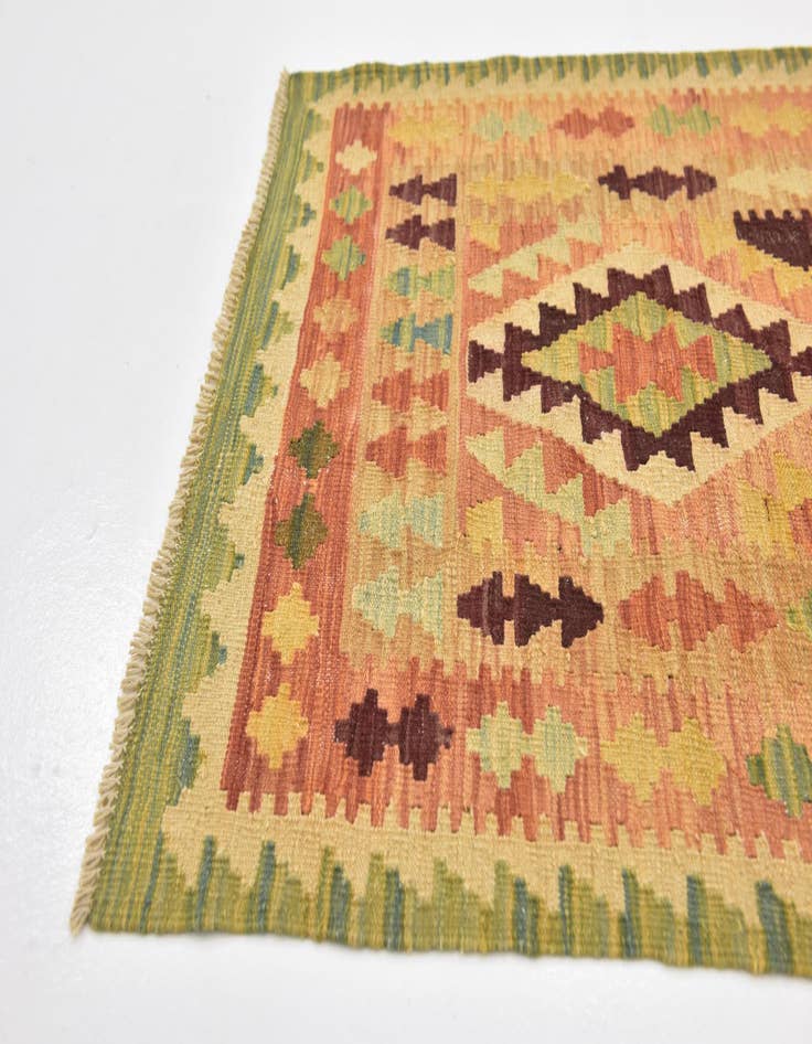 Detail image of  2' 9 x 4' 3  Hand Woven Kilim Waziri Wool Rug