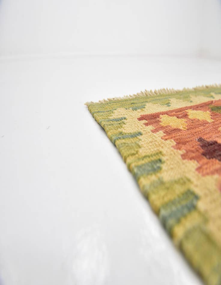 Detail image of  2' 9 x 4' 3  Hand Woven Kilim Waziri Wool Rug