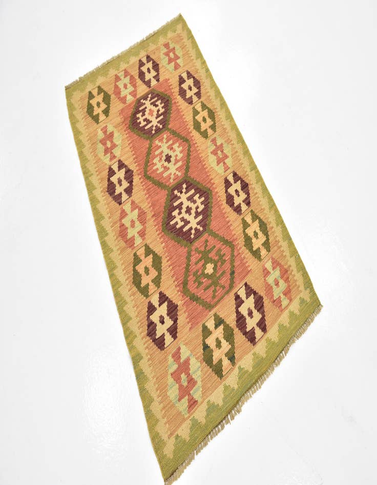 Detail image of  2' 7 x 4' 2  Hand Woven Kilim Waziri Wool Rug