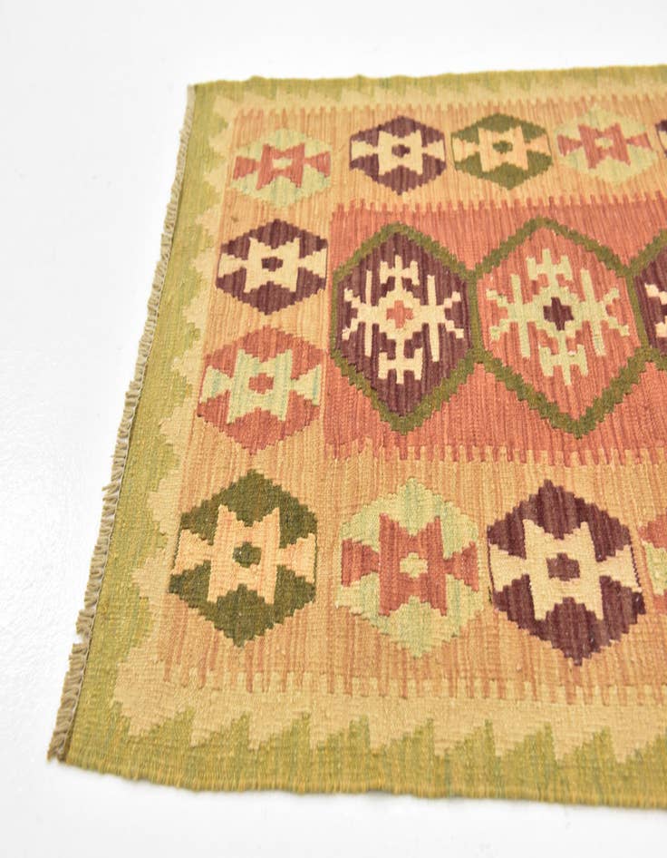 Detail image of  2' 7 x 4' 2  Hand Woven Kilim Waziri Wool Rug