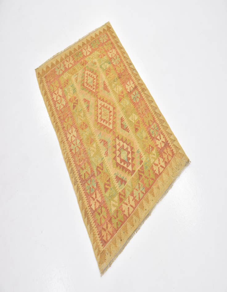 Detail image of  2' 9 x 4'  Hand Woven Kilim Waziri Wool Rug