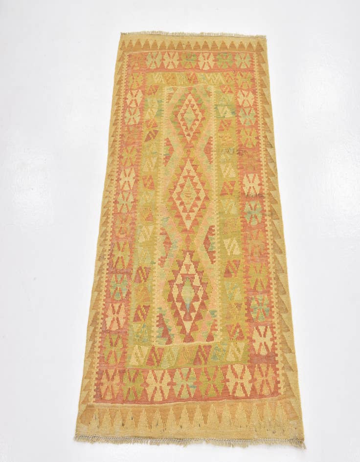 Detail image of  2' 9 x 4'  Hand Woven Kilim Waziri Wool Rug