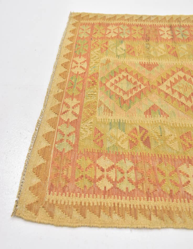 Detail image of  2' 9 x 4'  Hand Woven Kilim Waziri Wool Rug