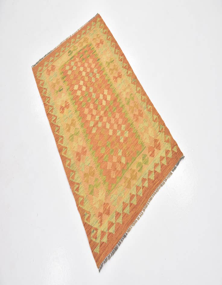 Detail image of  2' 8 x 4'  Hand Woven Kilim Waziri Wool Rug