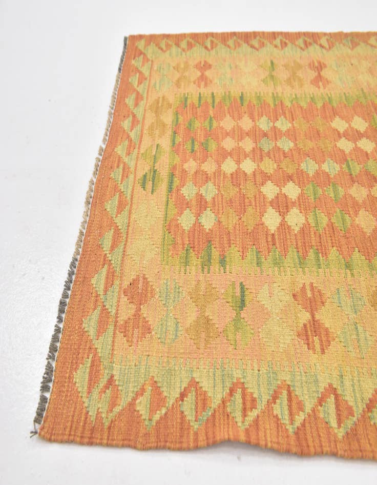 Detail image of  2' 8 x 4'  Hand Woven Kilim Waziri Wool Rug