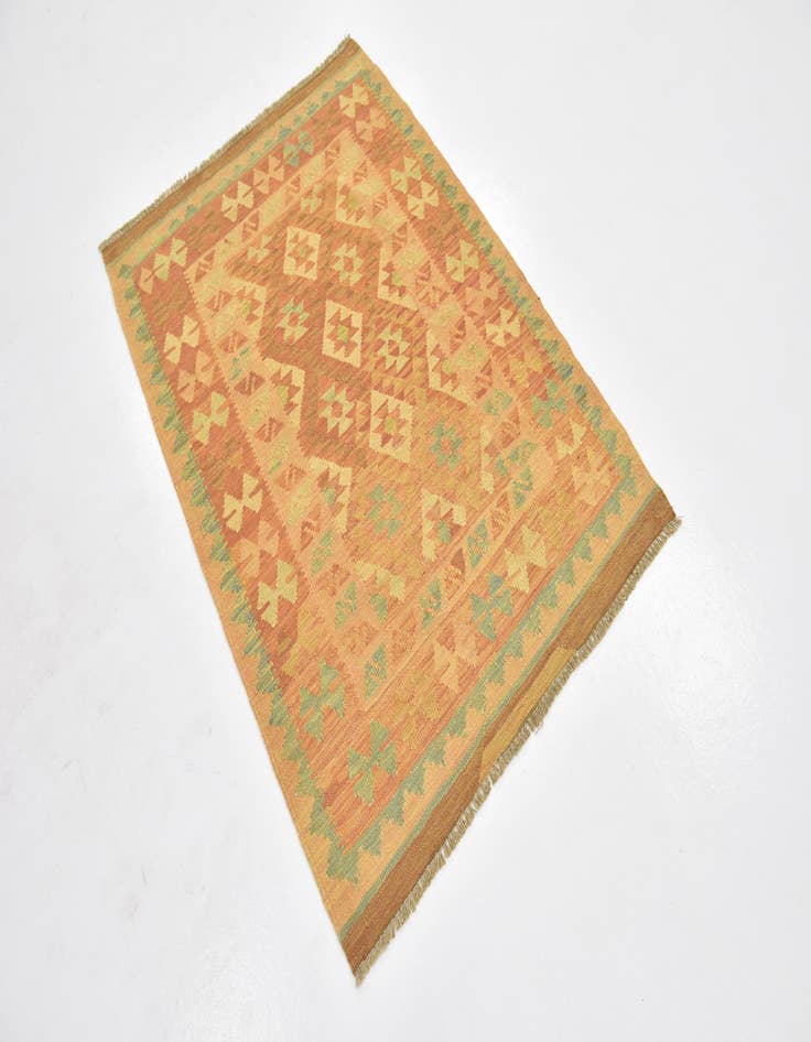 Detail image of  2' 10 x 4' 2  Hand Woven Kilim Waziri Wool Rug