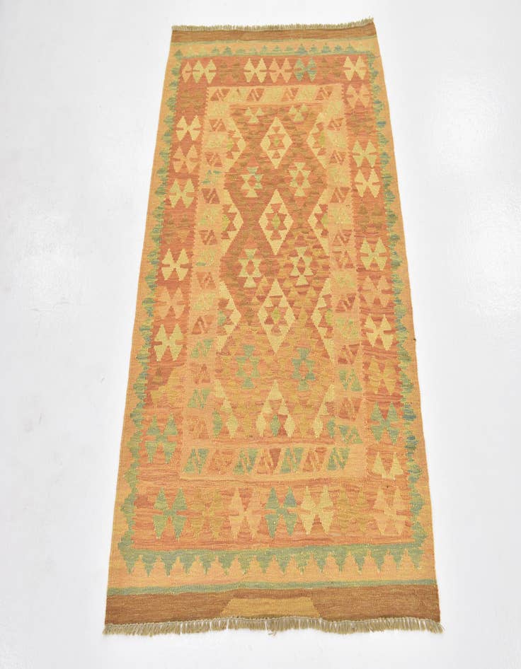 Detail image of  2' 10 x 4' 2  Hand Woven Kilim Waziri Wool Rug