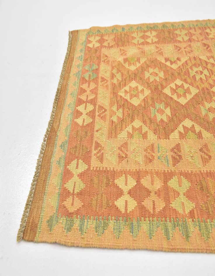 Detail image of  2' 10 x 4' 2  Hand Woven Kilim Waziri Wool Rug