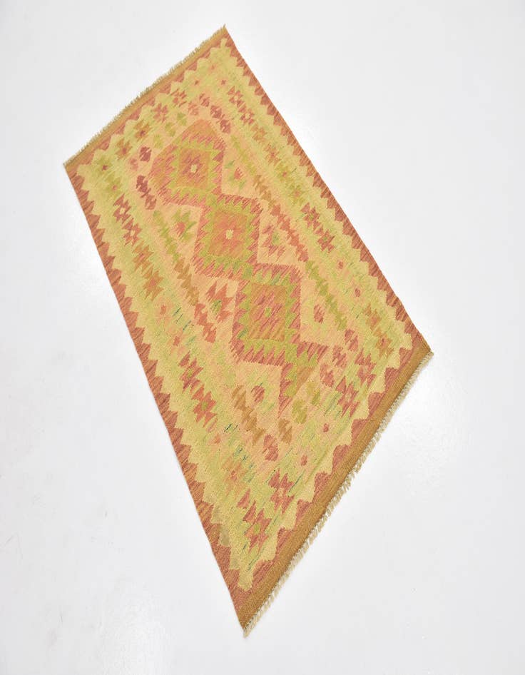 Detail image of  2' 7 x 4' 2  Hand Woven Kilim Waziri Wool Rug