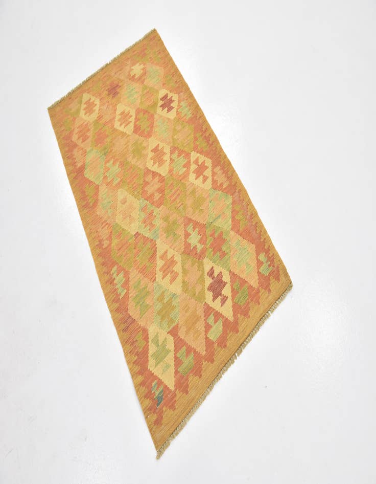 Detail image of  2' 5 x 4'  Hand Woven Kilim Waziri Wool Rug