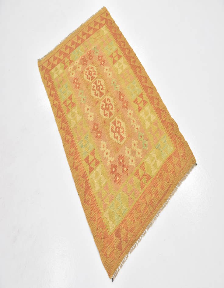 Detail image of  2' 9 x 4' 4  Hand Woven Kilim Waziri Wool Rug