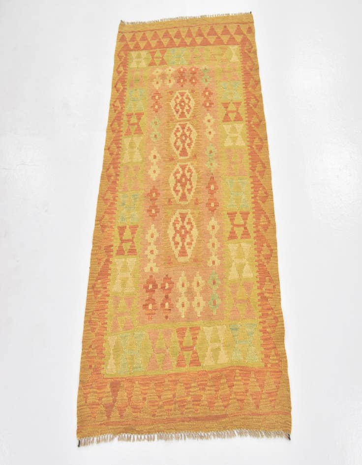 Detail image of  2' 9 x 4' 4  Hand Woven Kilim Waziri Wool Rug