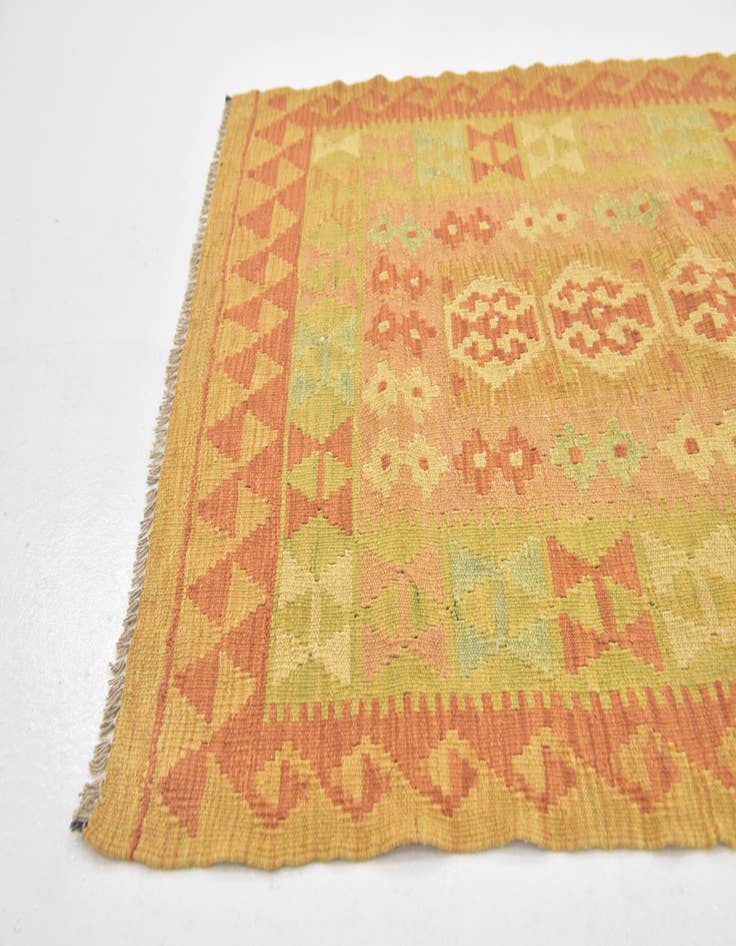 Detail image of  2' 9 x 4' 4  Hand Woven Kilim Waziri Wool Rug