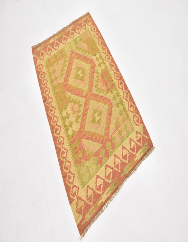 Detail image of  2' 8 x 4'  Hand Woven Kilim Waziri Wool Rug