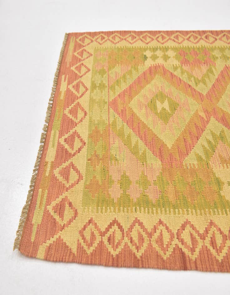 Detail image of  2' 8 x 4'  Hand Woven Kilim Waziri Wool Rug
