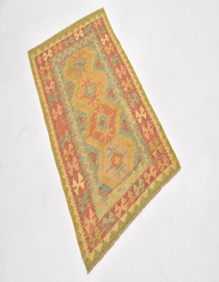 Detail image of  2' 7 x 4'  Hand Woven Kilim Waziri Wool Rug