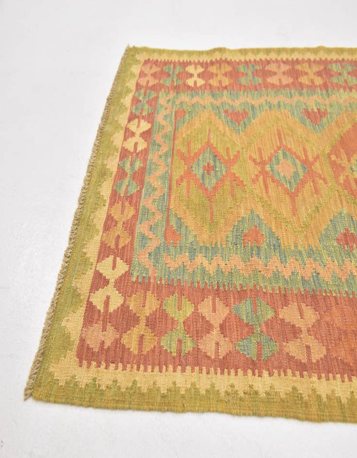 Detail image of  2' 7 x 4'  Hand Woven Kilim Waziri Wool Rug