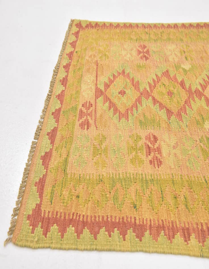 Detail image of  2' 6 x 4'  Hand Woven Kilim Waziri Wool Rug