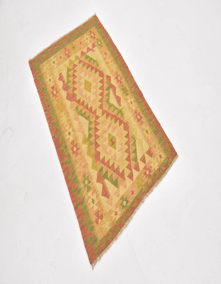 Detail image of  2' 7 x 4'  Hand Woven Kilim Waziri Wool Rug