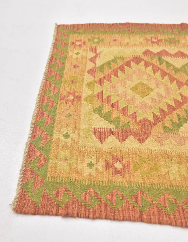 Detail image of  2' 7 x 4'  Hand Woven Kilim Waziri Wool Rug