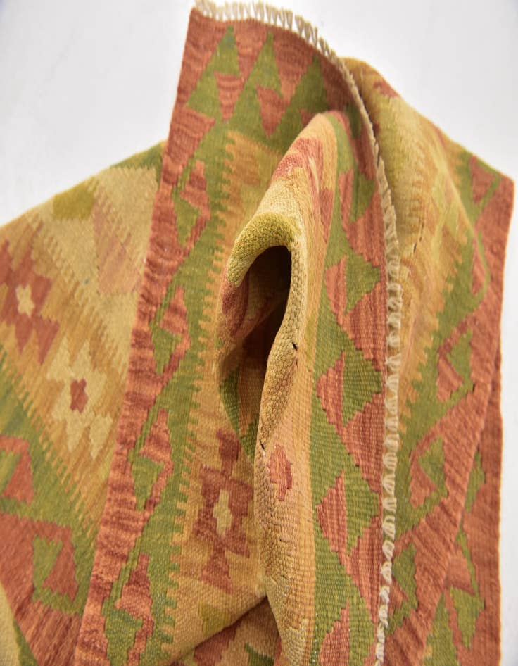 Detail image of  2' 7 x 4'  Hand Woven Kilim Waziri Wool Rug