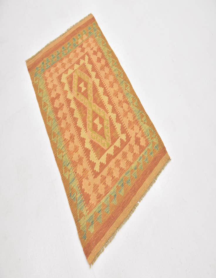 Detail image of  2' 8 x 4' 2  Hand Woven Kilim Waziri Wool Rug