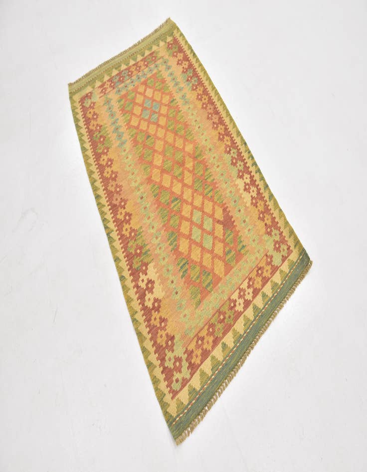 Detail image of  2' 9 x 4' 4  Hand Woven Kilim Waziri Wool Rug