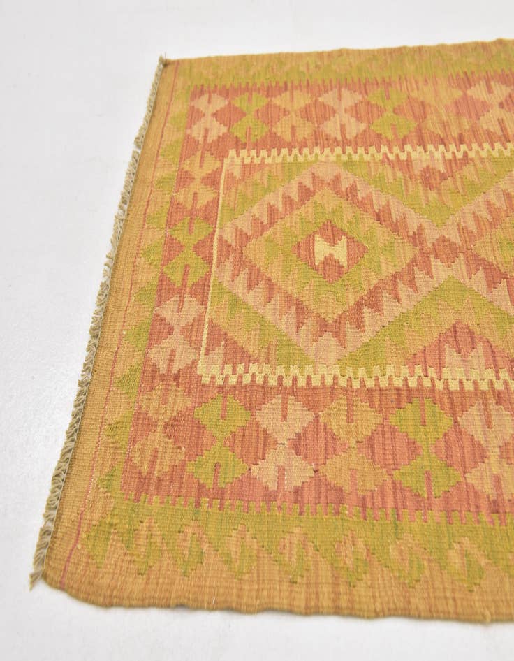 Detail image of  2' 4 x 4' 3  Hand Woven Kilim Waziri Wool Rug