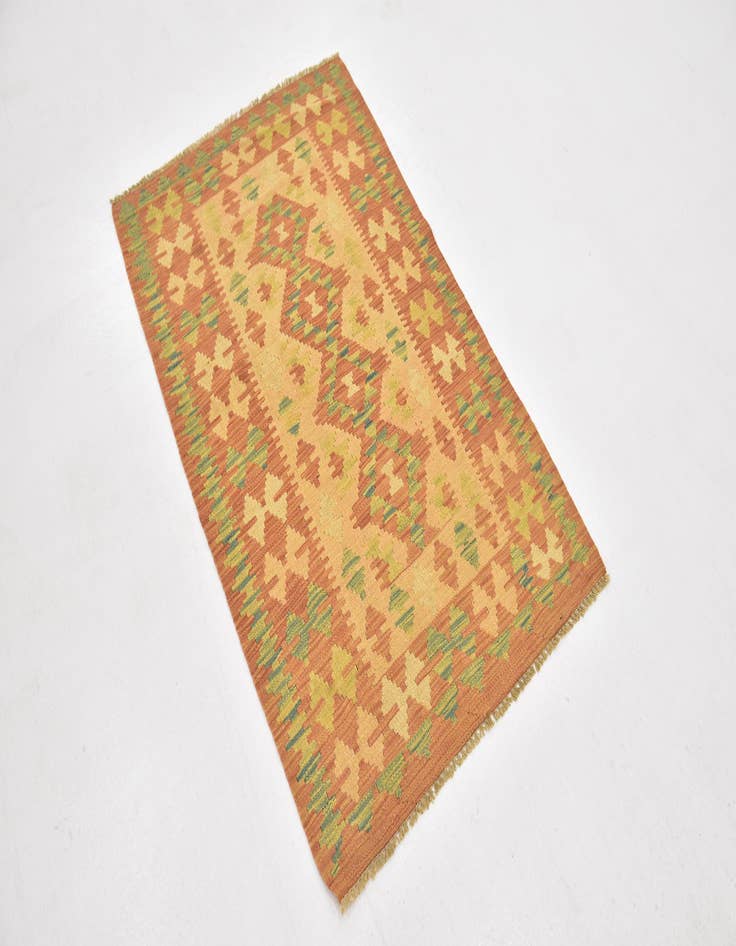 Detail image of  2' 8 x 4' 3  Hand Woven Kilim Waziri Wool Rug