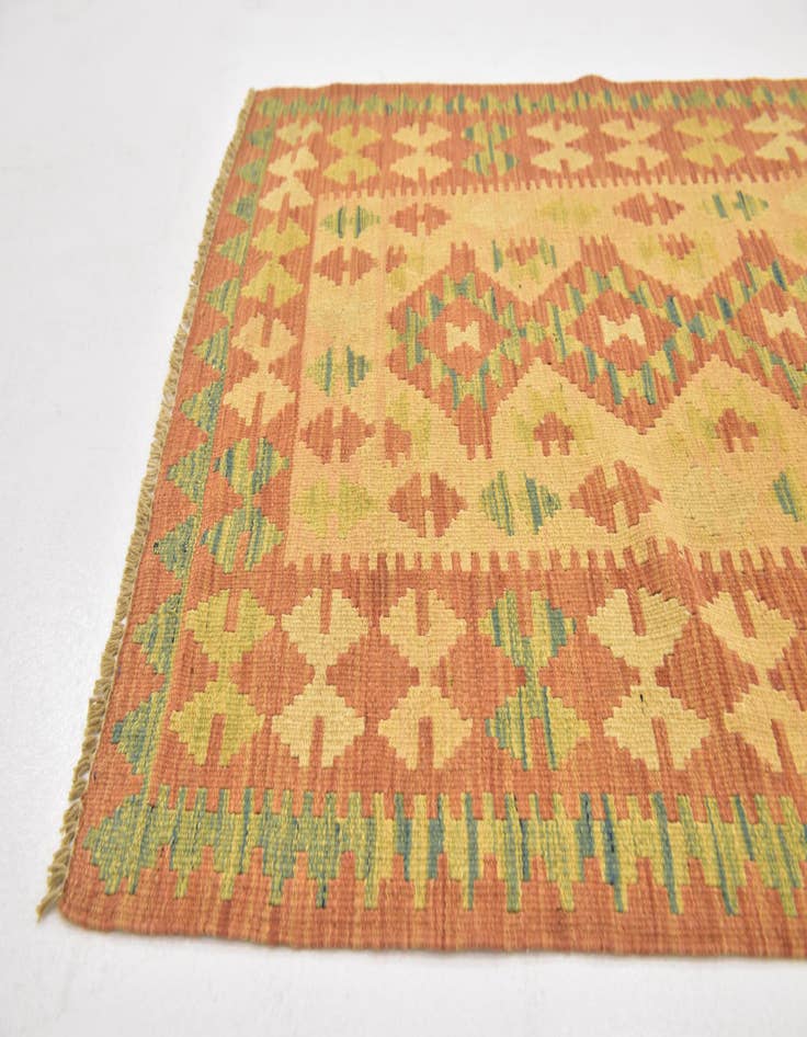 Detail image of  2' 8 x 4' 3  Hand Woven Kilim Waziri Wool Rug