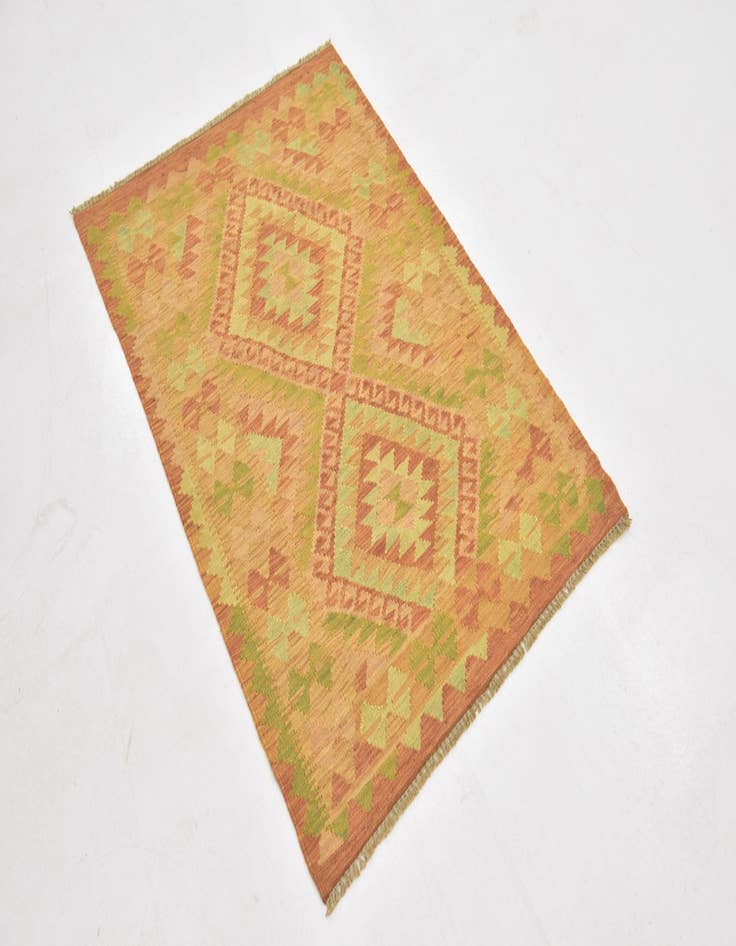 Detail image of  2' 8 x 4'  Hand Woven Kilim Waziri Wool Rug