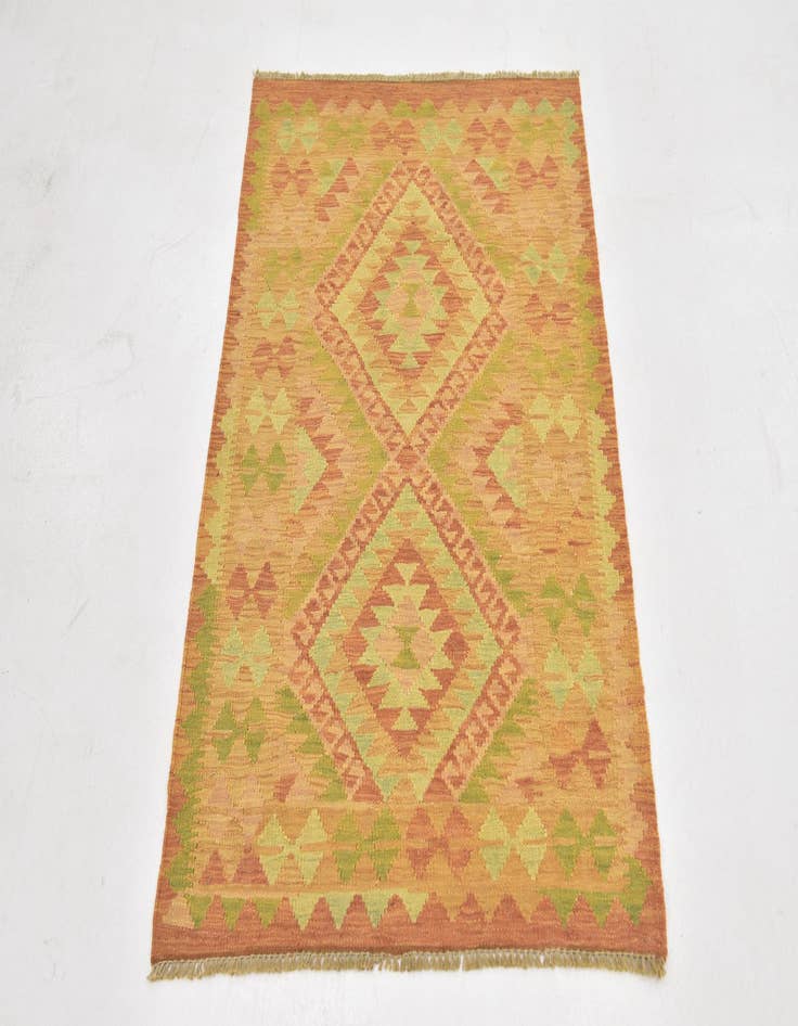 Detail image of  2' 8 x 4'  Hand Woven Kilim Waziri Wool Rug