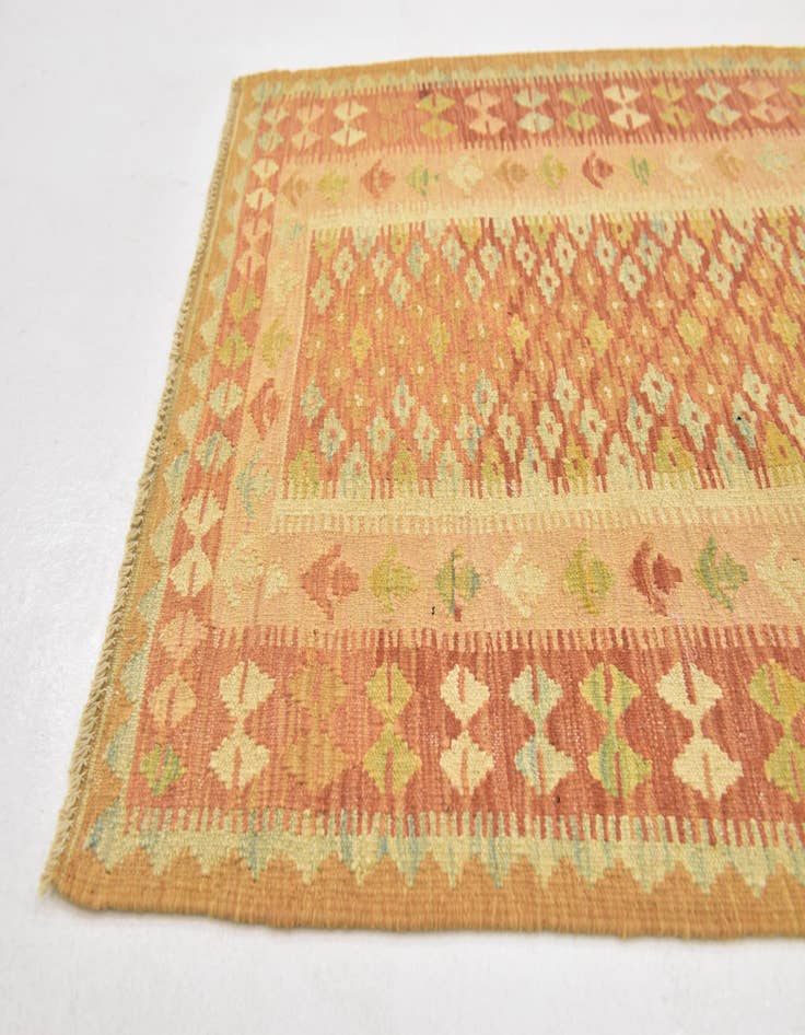 Detail image of  2' 8 x 4'  Hand Woven Kilim Waziri Wool Rug