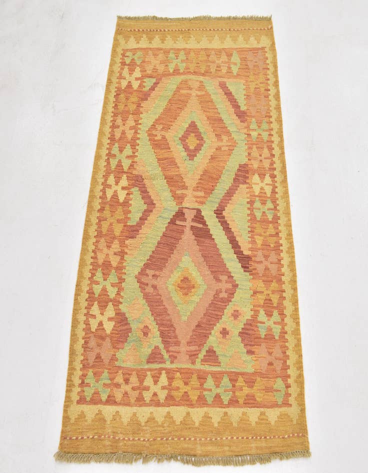 Detail image of 2' 9 x 4' Hand Woven Kilim Waziri Wool Rug