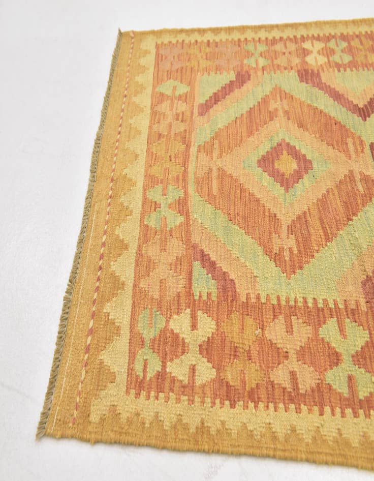 Detail image of 2' 9 x 4' Hand Woven Kilim Waziri Wool Rug