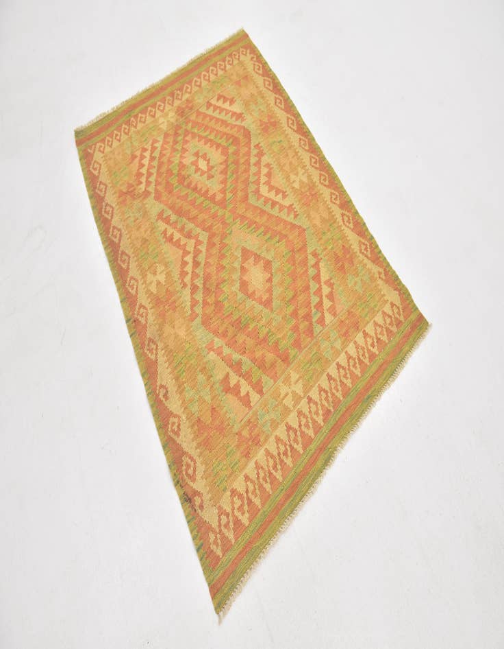 Detail image of  3' 5 x 4' 9  Hand Woven Kilim Waziri Wool Rug