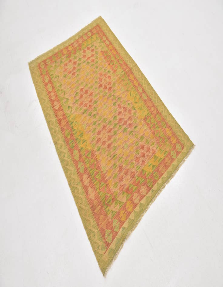 Detail image of  3' 5 x 5'  Hand Woven Kilim Waziri Wool Rug