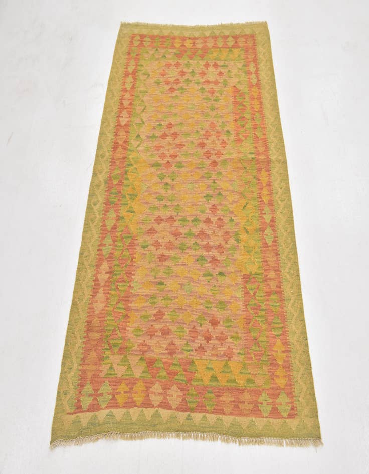 Detail image of  3' 5 x 5'  Hand Woven Kilim Waziri Wool Rug