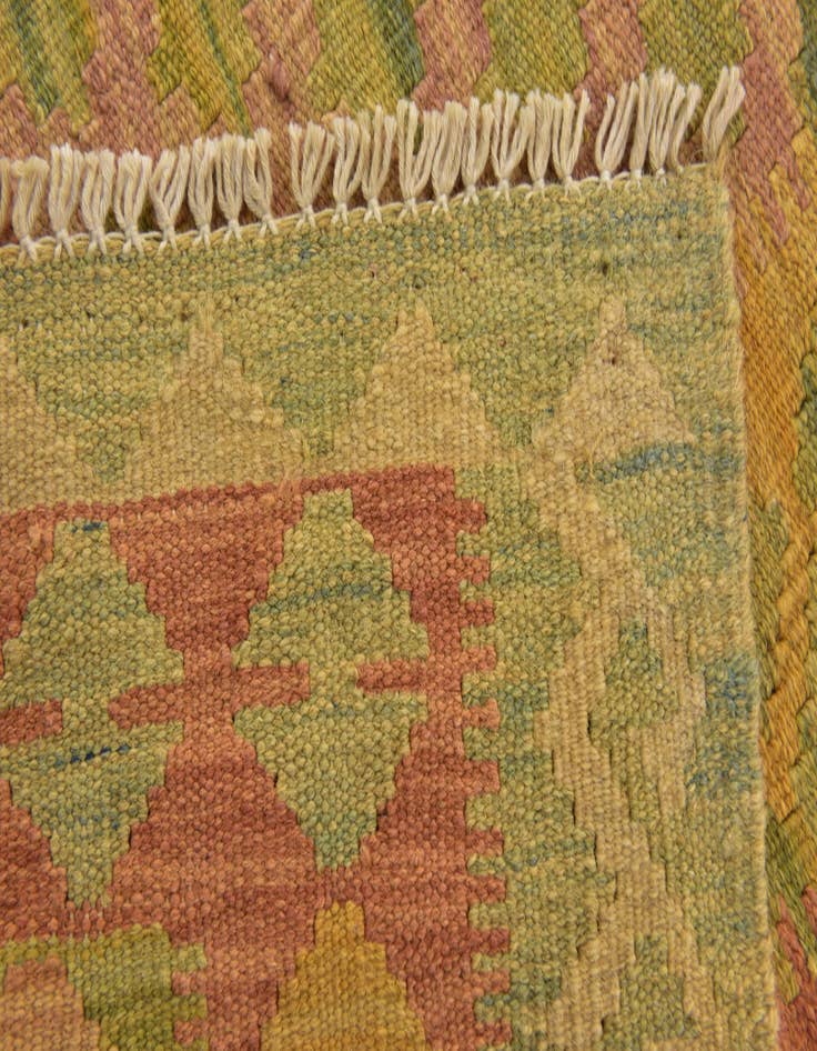 Detail image of  3' 5 x 5'  Hand Woven Kilim Waziri Wool Rug